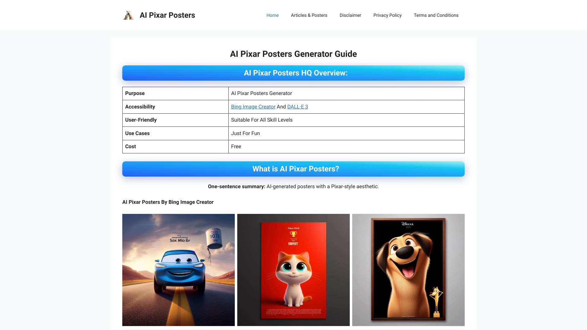AI Pixar Posters screenshot 1