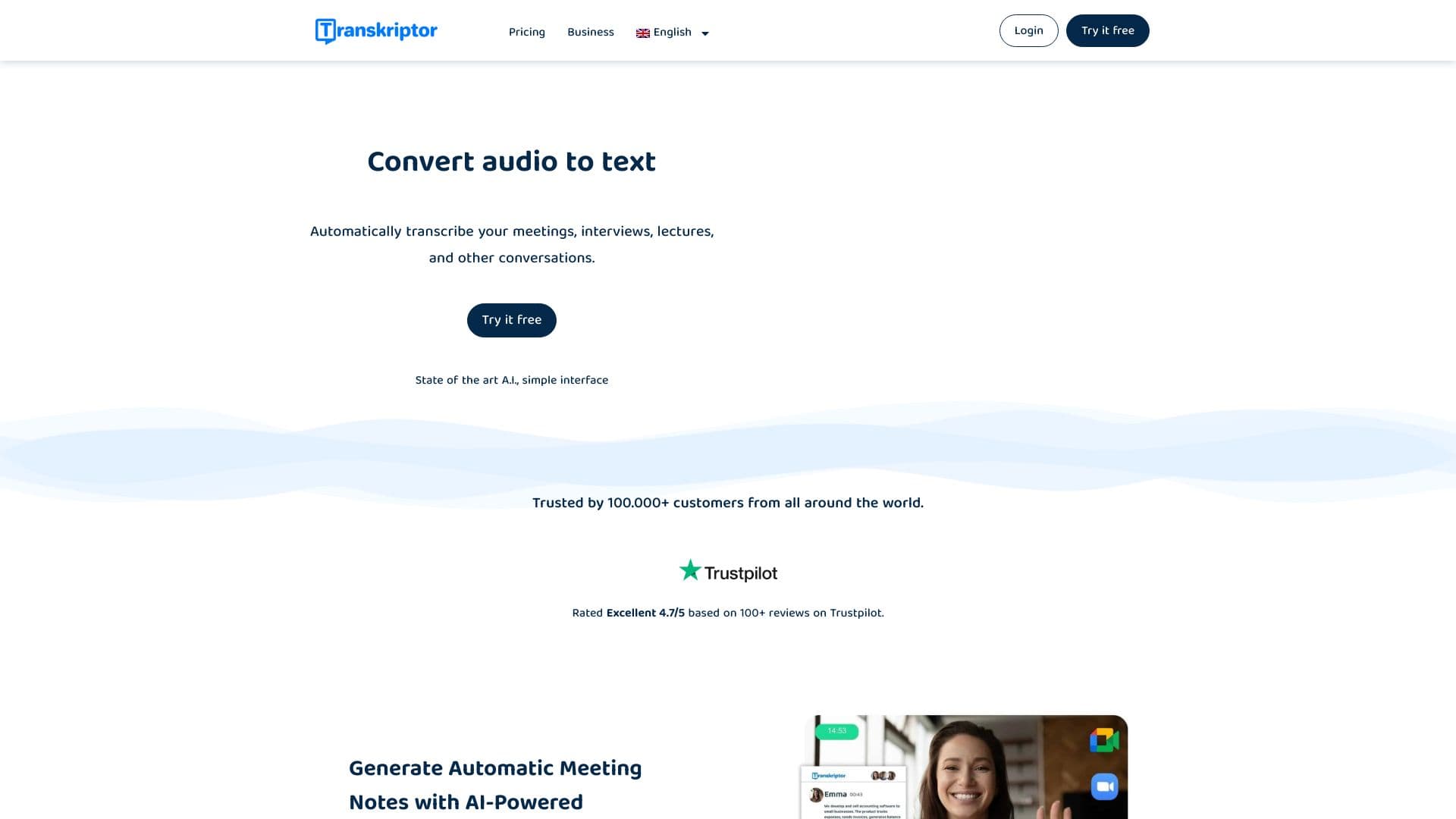 Transkriptor screenshot 1