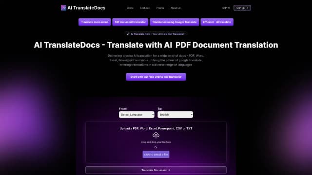 AI TranslateDocs screenshot