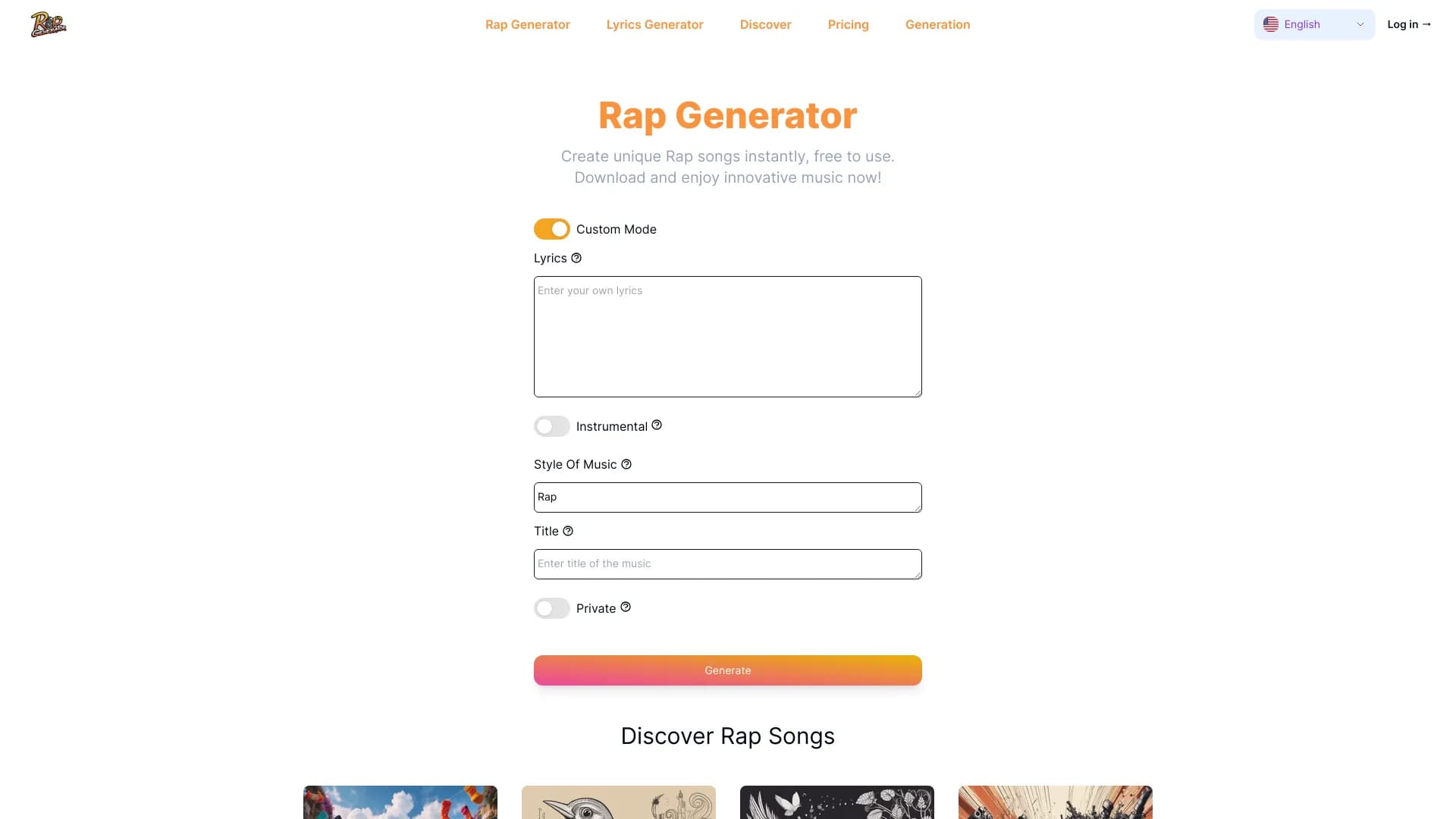 Rap Generator screenshot 1