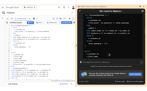 AI SQL Generator by OWOX BI screenshot