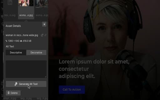 Webflow AI Alt Text Generator screenshot