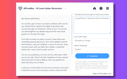 Harness Our AI Love Letter Generator screenshot