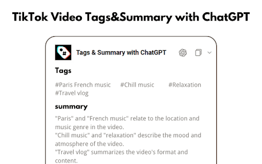 TikTok Video Tags & Summary Extension screenshot 1