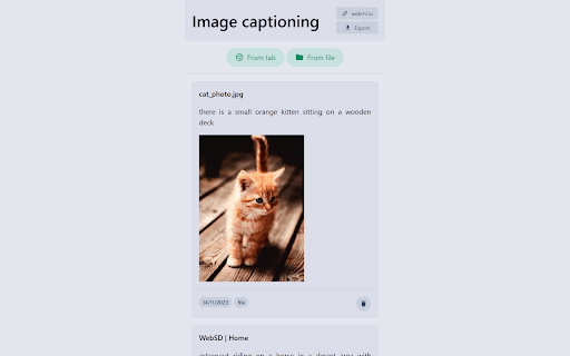 Image Captioning Chrome Extension screenshot 1