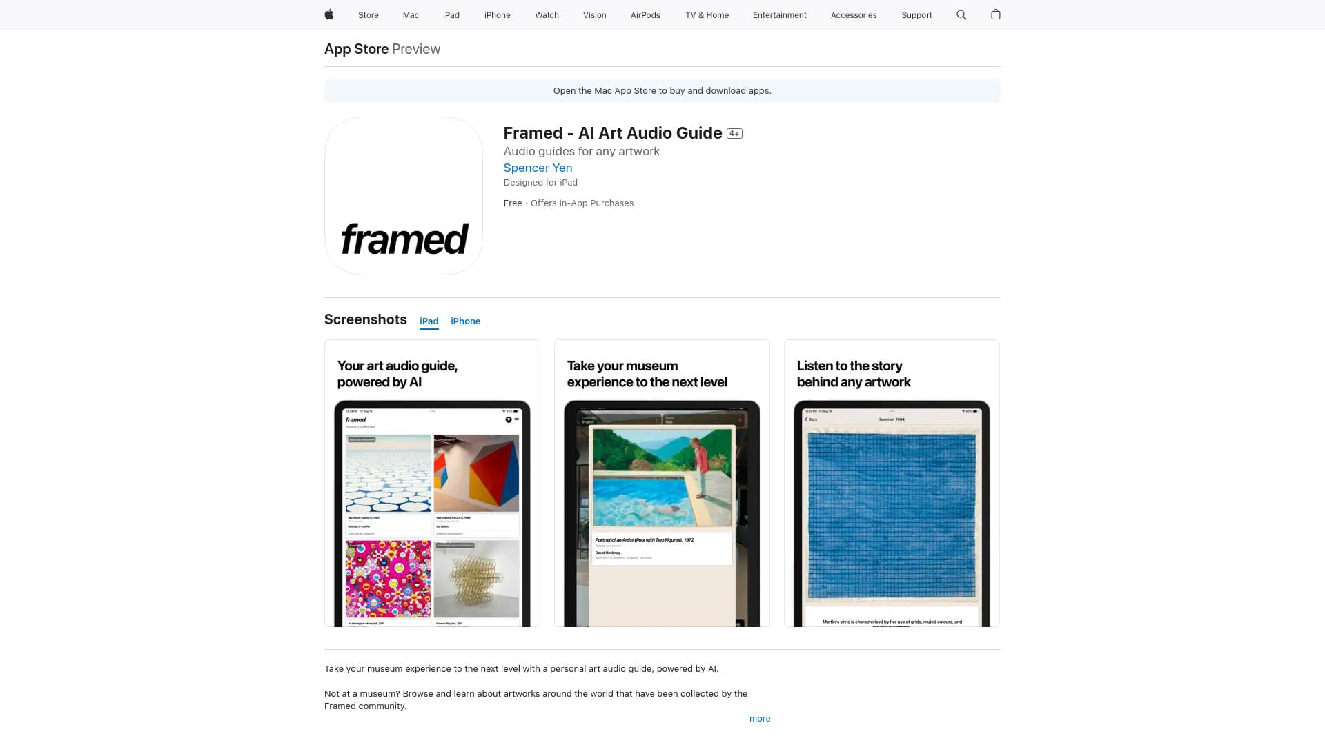 Framed - AI Art Audio Guide screenshot 1