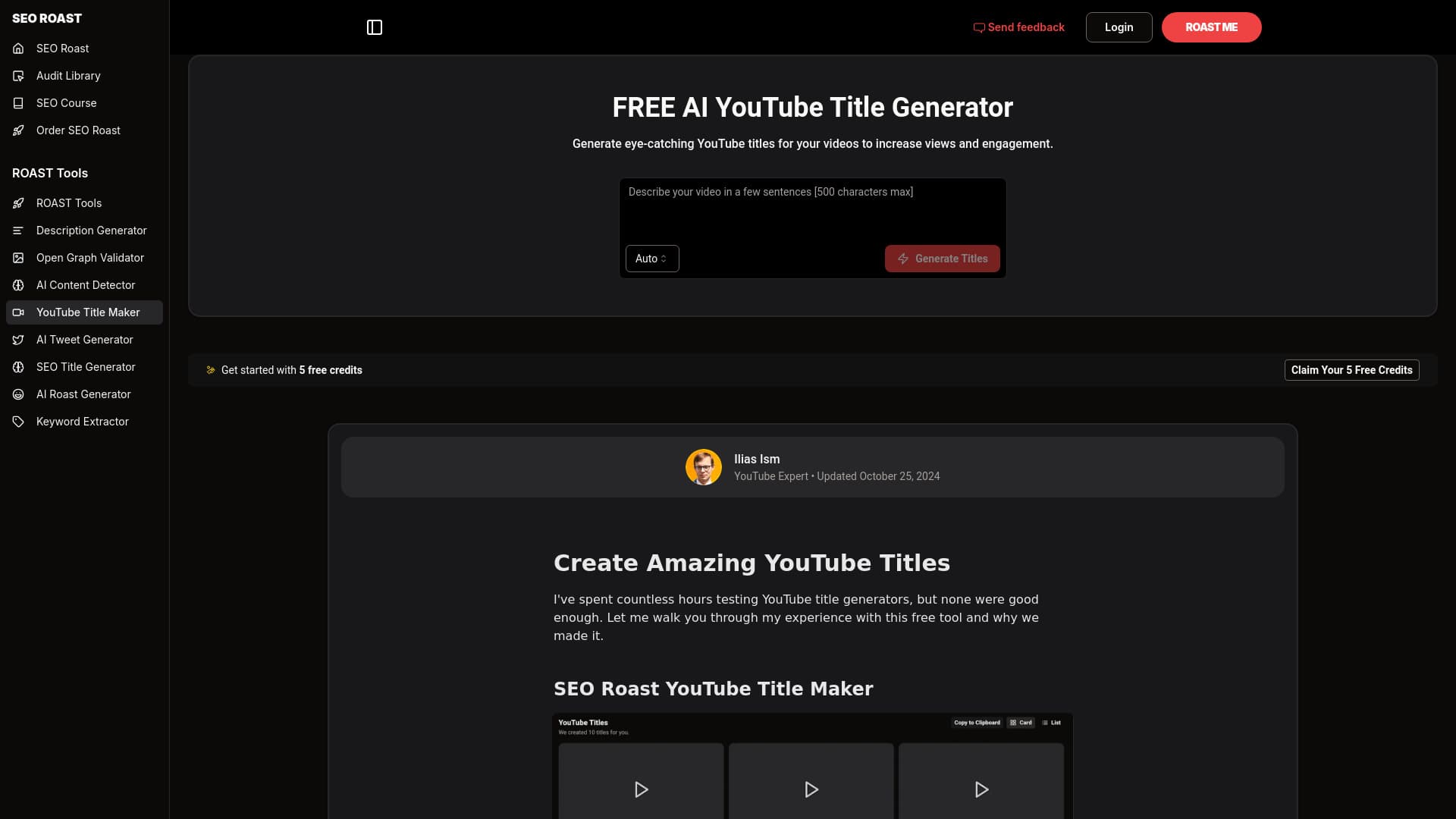 SEO Roast YouTube Title Maker screenshot 1