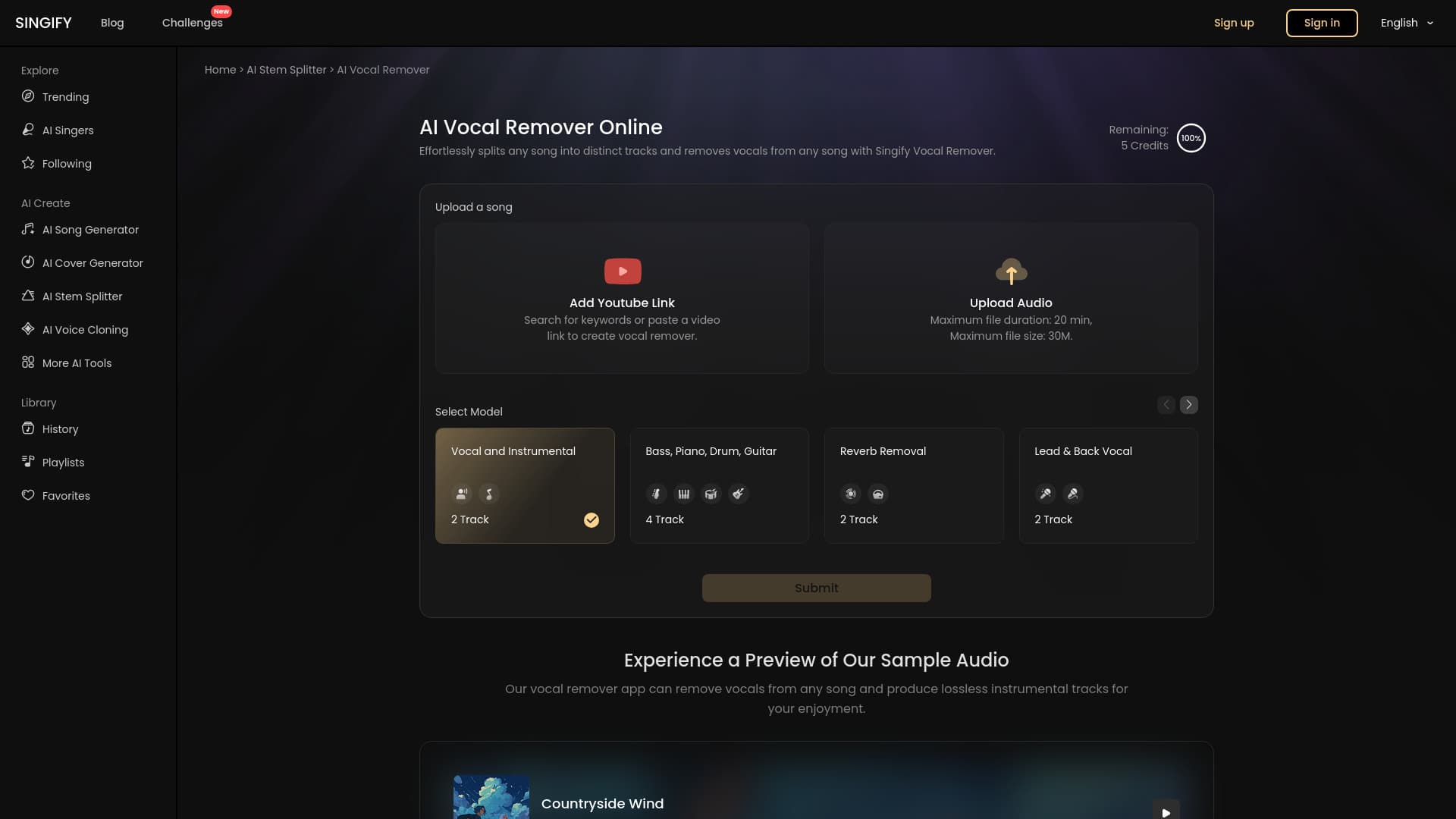 Singify Vocal Remover screenshot 1