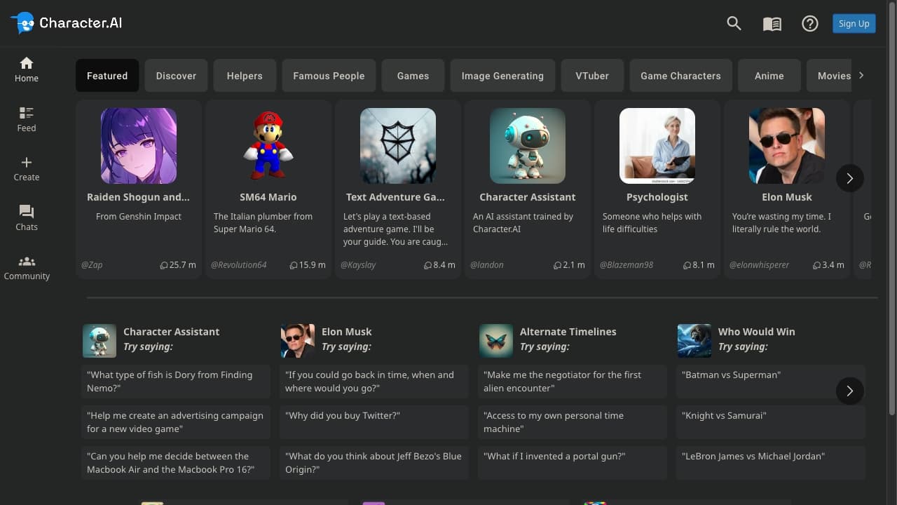 character.ai screenshot 1