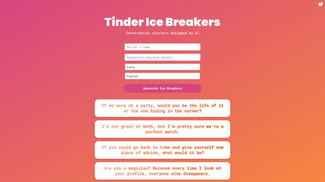 Tinder Ice Breakers AI screenshot