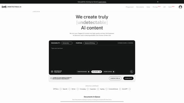 Undetectable AI screenshot