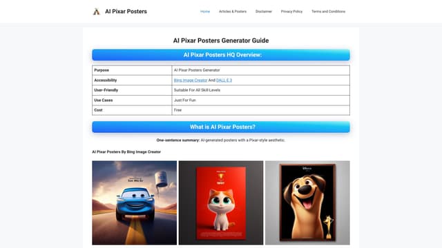 AI Pixar Posters screenshot