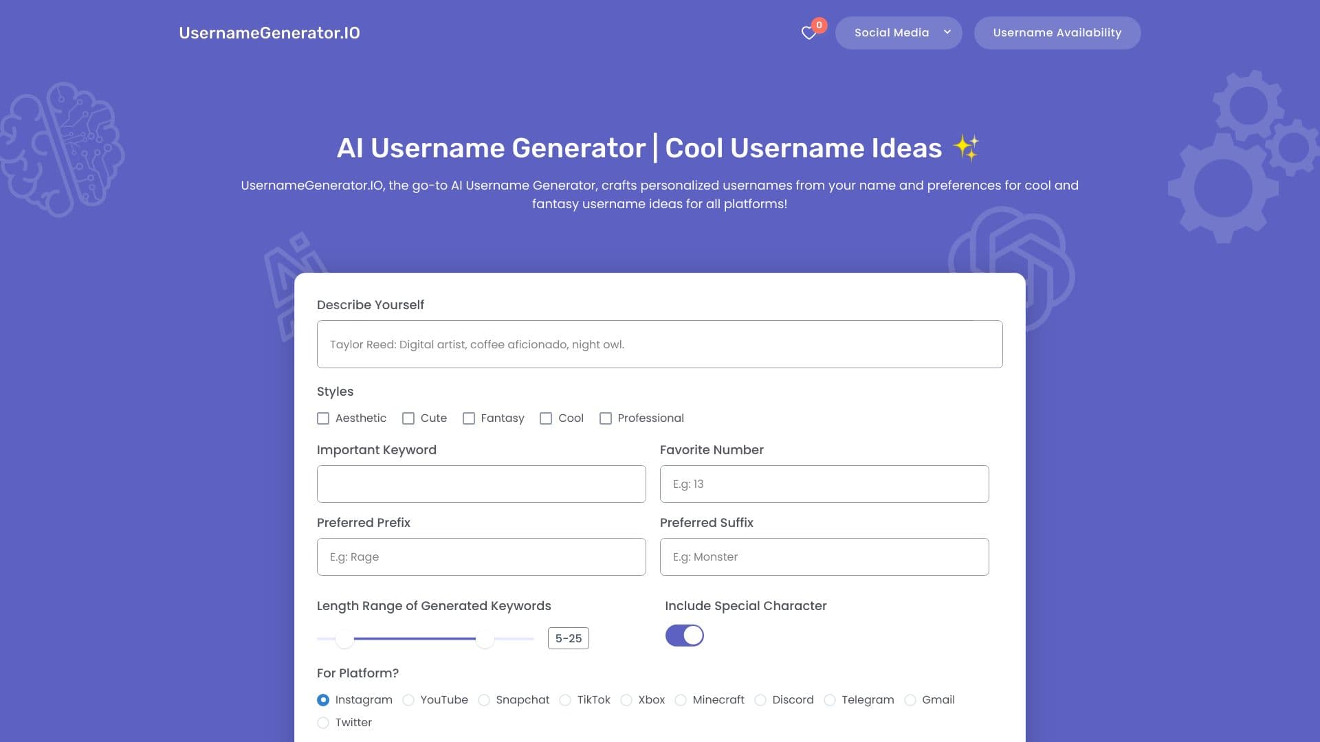 UsernameGenerator.IO screenshot 1