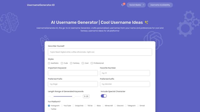 UsernameGenerator.IO screenshot
