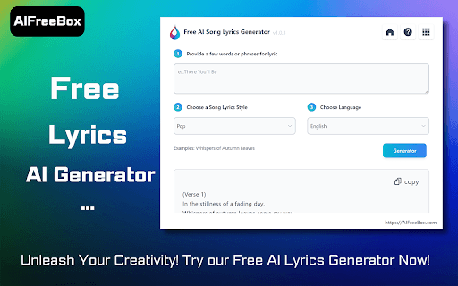 Free AI Song Lyrics Generator screenshot