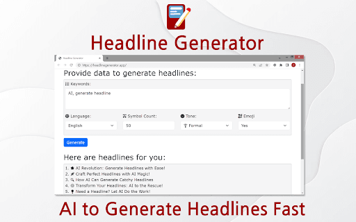 AI Headline Generator Chrome Extension screenshot