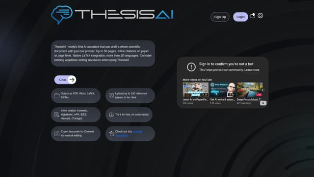ThesisAI screenshot