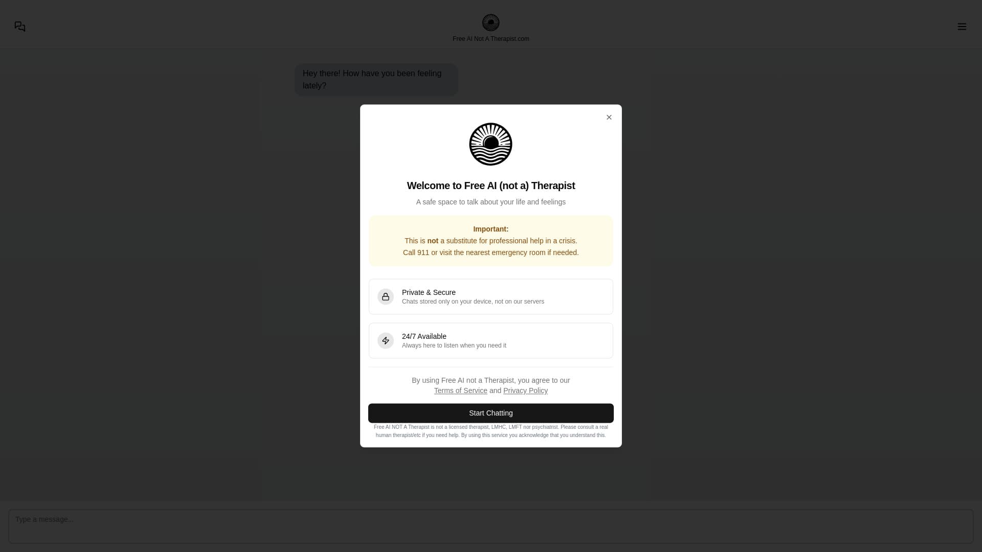 Free AI (not a) Therapist screenshot 1