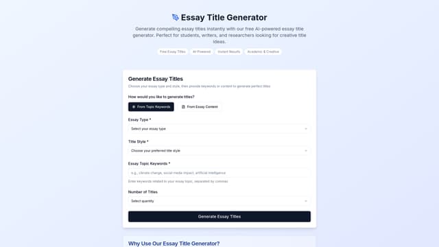 Essay Title Generator screenshot